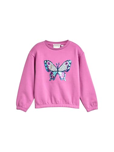 TOM TAILOR Mädchen 1047437 Kinder Cropped Sweatshirt mit Wendepailletten, 38339-Flashy Mauve, 128-134