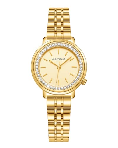 CIVO Armbanduhr Damen Edelstahl Armband: Elegant Analog Quarz Klein Diamant Uhr - Gold Wasserdicht Damenuhr Geschenke für Mama und Freundin