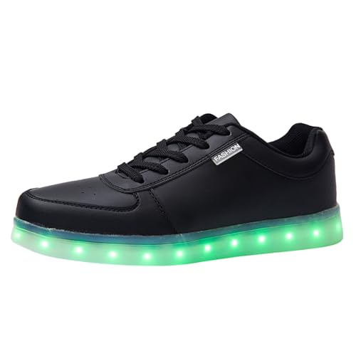 Generisch 2026 Bunte LED Leucht Schuhe Koreanische Version Paar USB Sport Bord Schuhe Low Top Gold Silber Sport Damen Hochzeit (Black, 42)