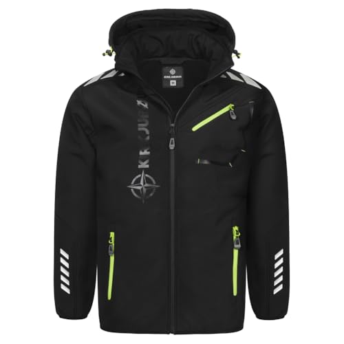 Kirkjubøur® Hestur Herren SOFTSHELLjacke 10.000 mm Wassersäule mit Kapuze und Fleecefutter, atmungsaktiv und wasserabweisend (DE/NL/SE/PL, Alphanumerisch, XXL, Regular, Regular, Alvik Schwarz)