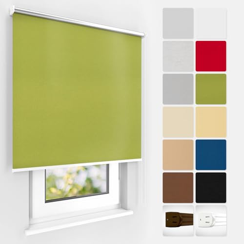 Estika Verdunklungsrollo Deckenmontage und Wandmontage nach Maß, 13 Farben, Breite 50-149 cm, Höhe 150 cm und 220 cm, Thermorollo hitzeschutz, Jalousien Fenster
