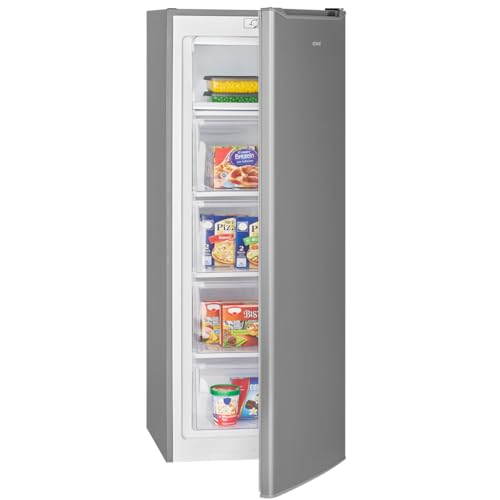 Bomann® Gefrierschrank 143cm | 4 Sterne-Gefrierfach | Temperaturbereich: ≤ -18°C | Tiefkühlschrank leise 40dB | wechselbarer Türanschlag | Gefrierschrank gross | 168L Freezer | GS 7364 inox
