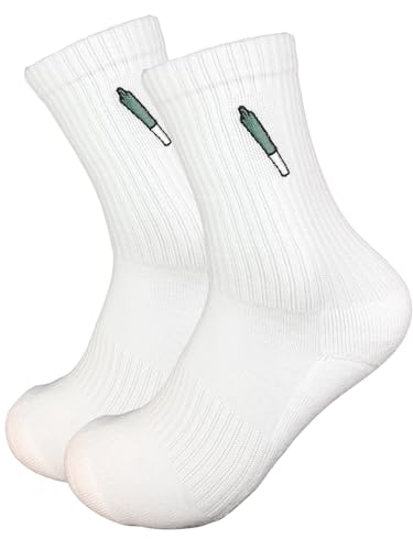 High Socks | Lustige Marihuana Cannabis Weed Hanf Socken für Männer & Frauen | 1 Paar Socken aus Baumwolle mit bestickten Motiv Joint / Bong (DE/NL/SE/PL, Numerisch, 43, 46, Regular, Regular, Joint)