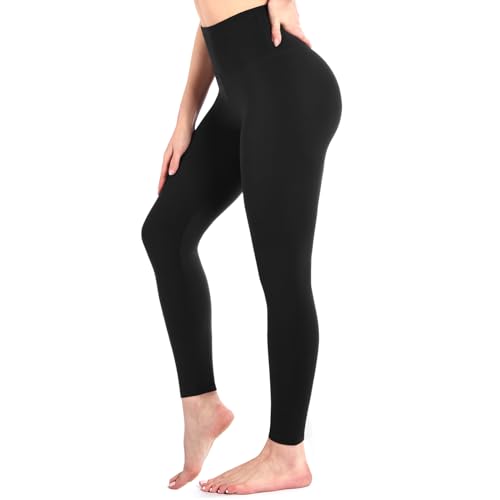 Sanpetix Hohe Taille weiche Leggings Damen, Frauen Dehnbare Hose für Damen, Fitnessstudio Black LXL