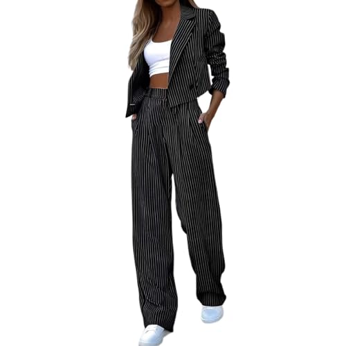 pxjsdwe Overall Damen, Hosenanzug Damen Business Einfarbig Anzug Set Freizeitanzug Slim Fit Revers Blazer Hose Hosenanzüge Elegant Zweiteiler Streetwear Hochzeit Büro 2-teilig Outfit