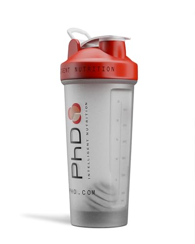 PhD Nutrition Protein Shaker mit Kugel 600ml - BPA frei, Spülmaschinenfester, tropffester Eiweiß Shaker mit Schraubverschluss, Ideal für klumpenfreie Protein Shakes