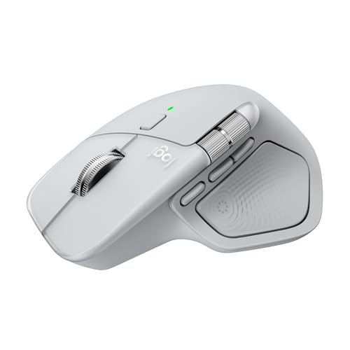 Logitech MX Master 4 for Mac, ergonomische Bluetooth-Maus mit fortschrittlichem haptischem Feedback, ultraschnellem Scrollen, Aufladung über USB-C, MacOS, iPadOS, Windows – Weiß-Silber