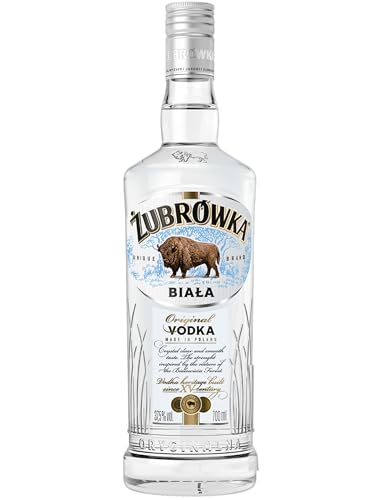 ŻUBRÓWKA BIAŁA Vodka (1 x 700 ml), polnischer Vodka mit der Kraft des Bisons, kristallklarer, aus den Wäldern Polens, ideal für Cocktails und Longdrinks, meistverkaufter Vodka, 37,5 % Alk.