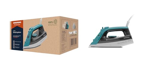 GRUNDIG SI 3550 Dampfbügeleisen, 2.400 W, 120 g/Min Dampfstoß, 25 g/Min Dampfleistung, Keramik-Bügelsohle, 220 ml Wassertank, Drip Stop, Anti-Kalk-Technologie, Weiß/Türkis