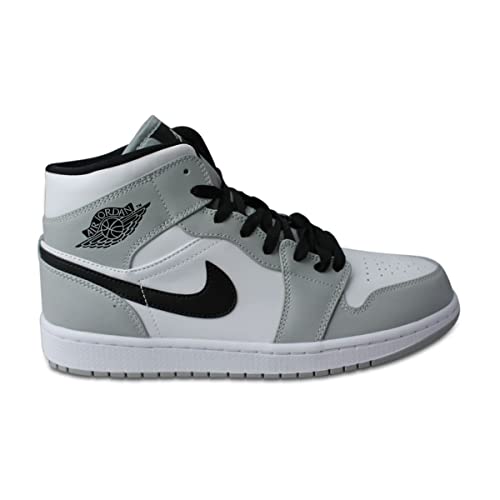 Jordan Air 1 Mid Herren Sneaker EU 42,5 - US 9, Helles Rauchgrau Schwarz Weiß, 42 1/3 EU