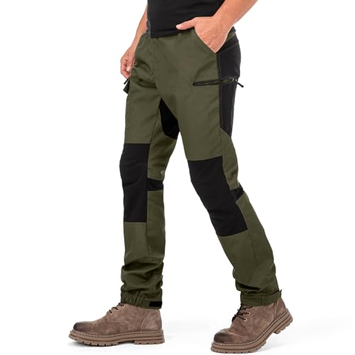 yeyity Wanderhose Herren Outdoor Hosen Robust Atmungsaktiv Langlebig Taktische Hose Arbeitshosen Männer zum Outdoor-Aktivitäten und Außenarbeiten(9925,Amy Grün,L)