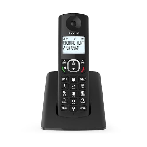 ALCATEL F530 - Schnurloses Festnetztelefon DECT - Großes beleuchtetes Display - Freisprechfunktion - Anrufblockierungsfunktion - 2 Direktwahltasten - Schwarz