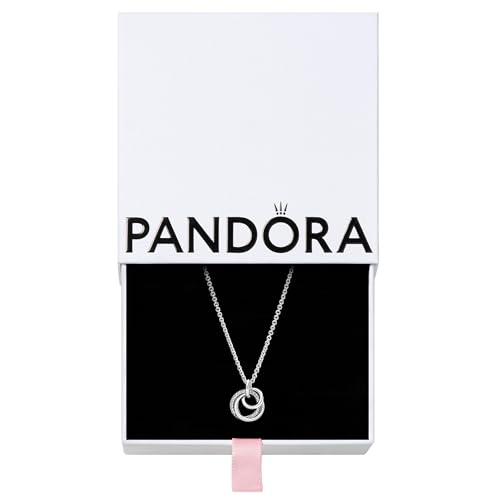PANDORA Moments Familie Für Immer Verschlungener Anhänger Halskette mit Karabiner-Verschluss aus Sterling-Silber, Kompatibel Moments Armbänder, Größe: 60cm