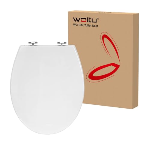 WOLTU Toilettendeckel, WC Sitz Toilettensitz mit Absenkautomatik, Toilettensitz aus Kunststoff, Fast Fix(Schnellbefestigung), Softclose Scharnier Oval