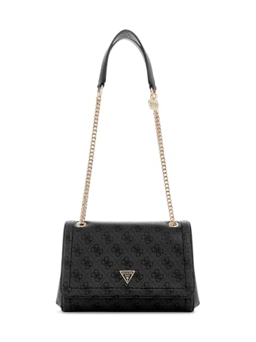 GUESS Noelle II Convertible Xbody Flap Bag Coal Logo