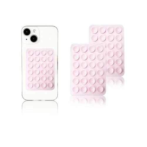 Vilbocr 2-teiliges Silikon-Saugnapf-Handyhalter-Set, freihändiges Fidget-Spielzeug-Spiegel-Dusch-Handyhalter, Tiktok-Videos und Selfies (hellrosa)