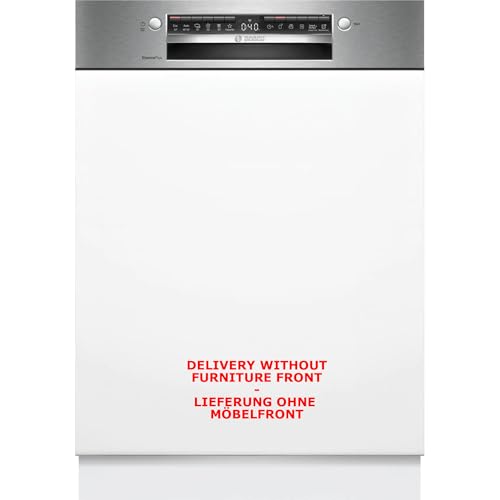 Bosch SMI4ETS08E, Serie 4, Smarter Geschirrspüler Teilintegriert 60 cm, Besteckkorb, Spülmaschine mit Programmassistent, sehr Leise, Oberkorb höhenverstellbar, Automatische Türöffnung, Edelstahl