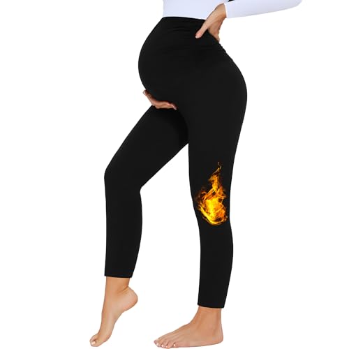 HIPOWER Thermo Schwangerschaftsleggings Damen High Waist Warme Umstandsleggings Umstandsmode Winter Maternity Leggings Für Schwangerschaft Yoga