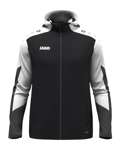 JAKO Unisex Kapuzenjacke Dynamic, schwarz/weiß/anthrazit, M