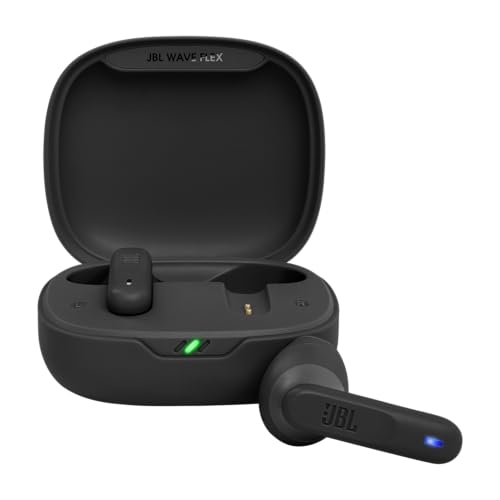 JBL Wave Flex – Kabellose In-Ear Ohrhörer mit IP54 - und IPX2-Wasserdichtigkeit – TalkThru - und AmbientAware-Technologie – 32 Stunden Akkulaufzeit – Schwarz