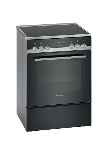 Siemens HK9S5A240, iQ500, Freistehender Elektroherd, 60 cm, Schnellaufheizung, ecoClean Selbstreinigungshilfe, 3D Heißluft, Klapptür mit Softclose, cookControl 10 Automatikprogramme, Edelstahl