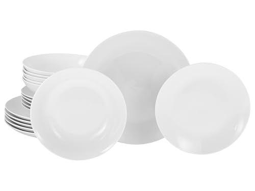 CreaTable, 20341, Serie Luna Weiss, 18-teiliges Geschirrset für 6 Personen, Teller Set aus Porzellan, spülmaschinen- und mikrowellengeeignet, Qualitätsproduktion