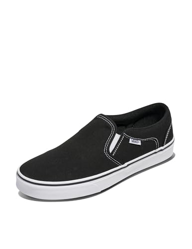 Vans Asher Unisex Sneaker, Canvas Black White, 46 EU