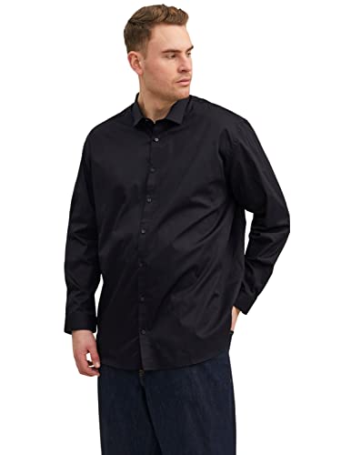 JACK & JONES Herren Freizeit Hemd JPRBLACARDIFF Relaxed Fit Plussize 2XL-8XL, Größe:5XL, Farbe:Black Loose FIT 12235157