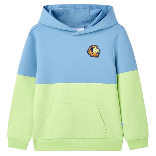 vidaXL Kinder Kapuzenpullover Pullover Hoodie Sweatshirt Kinderpulli Blau Zartgelb 116