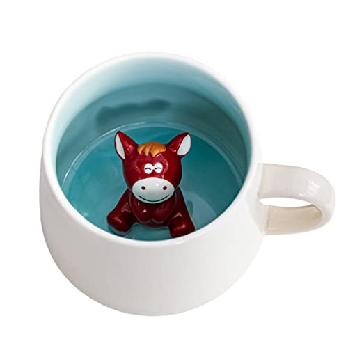Biigming Tasse mit Pferd 3d Tier Tasse 12oz Kaffeetasse Handgemachte Figur Milch Teetasse Lustige Geschenke für frauen Freunde Kinder Mädchen Frau Geburtstagsgeschenk(Pferd)