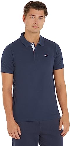 Tommy Jeans Herren Poloshirt Kurzarm TJM Slim Slim Fit, Blau (Twilight Navy), L
