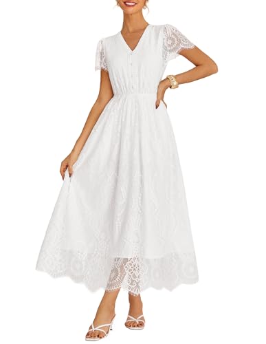 GRACE KARIN Damen Spitze Hohe Taille Kleid Lässig Retro Casual Tunika Beach Langekleider CL343-02 XL