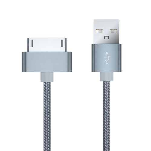 RULGOI 100cm langes 30-poliges Kabel, kompatibel mit iPhone 4s/4, iPhone 3G/3GS, iPad 1 2 3 und iPod, USB-Lade- und Synchronisierungskabel – Grau