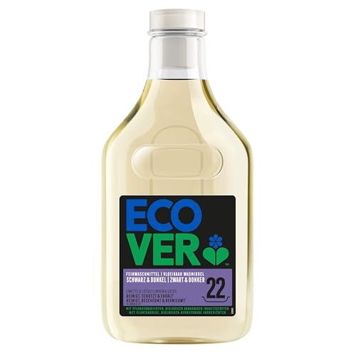 Ecover Flüssigwaschmittel für schwarze und dunkle Wäsche, Limetten- und Lotusduft, Ecover Waschmittel, 22 Waschgänge, 1 x 1L