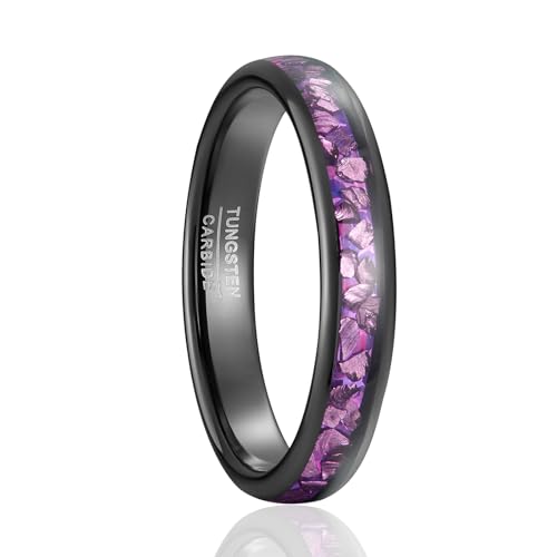 SOXEMAN Damen Ehering Herren Schmuck Lila Paarring mit Kristall-Inlay Breite 4mm/8mm