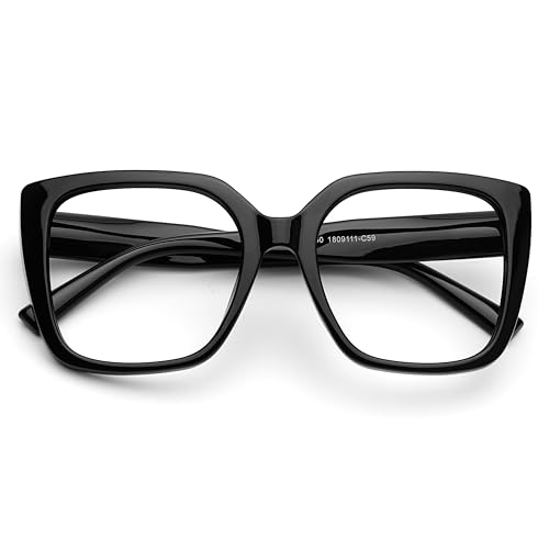 DOOViC Blaulichtfilter Lesebrille Oversized Damen 1.75 mit Übergröße Schwarze Quadratisch Rahmen