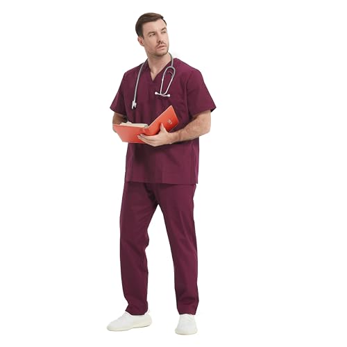 MISEMIYA - Unisex-Schrubb-Set - Medizinische Uniform mit Oberteil und Hose ref.6801-6802 - Large, Granat 68