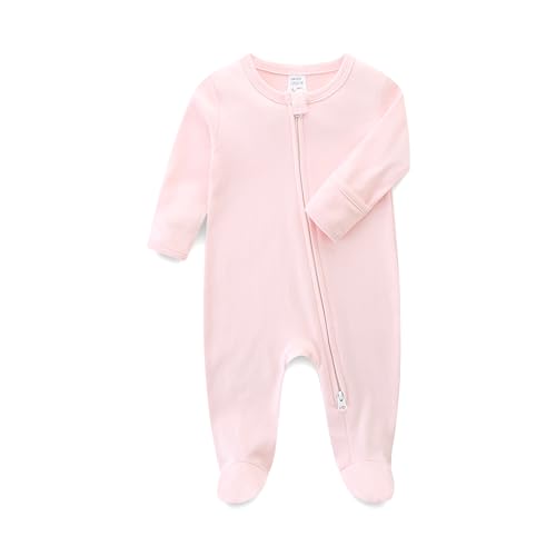 KIDDLETOWN Schlafanzug für Neugeborene, Strampler Mit Doppelreißverschluss, Langarm Pyjama, Kleidung für Jungen und Mädchen, Baumwolle