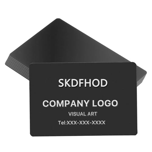 SKDFHOD 50 Stück Metall Visitenkarte, Schwarz Aluminium Namenskarte, Visitenkarten Personalisiert, Beeindruckende Rohlinge Aluminium Visitenkarte Leere, für Bürokunden DIY Geschenkkarten (86 x 54 mm)
