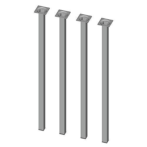 Element System 18133-00312 Möbelfuß eckig – Vierkant-Metallfuß, ideal als Tischbein für die Gestaltung individueller Möbelstücke, Weißaluminium, 25 x 25 mm, Länge 700 mm, 4 Stück