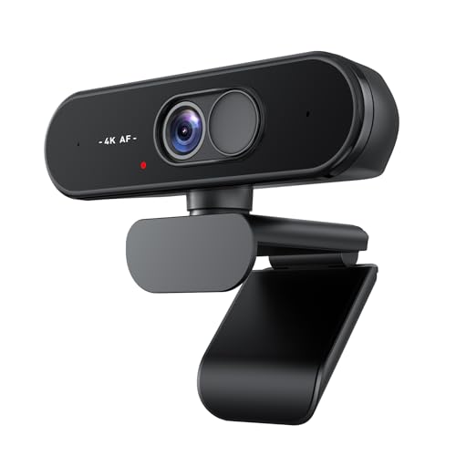 Aurolumiz 4K UHD Webcam mit Autofokus-Objektiv, kristallklarem Mikrofon, Privatsphäre-Abdeckung, ausfahrbarem Stativ – für PC, Laptop, Zoom, Teams, Windows, macOSAutofocus