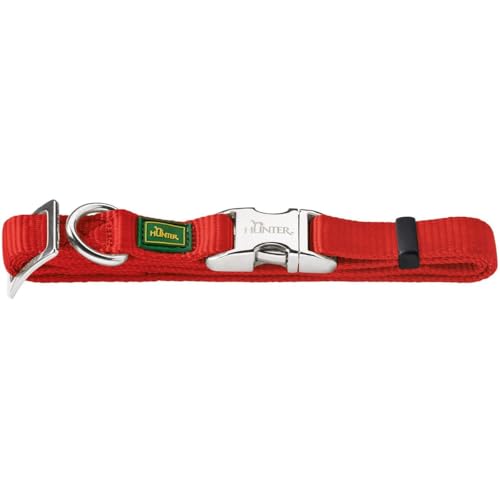 HUNTER VARIO BASIC ALU-STRONG Halsung, Hundehalsband, Nylon, Aluminium Steckverschluss, L, rot