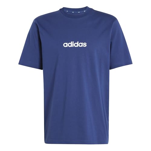 adidas Herren Essentials LINEAR Single Jersey Tee, Dark Blue/White, XL