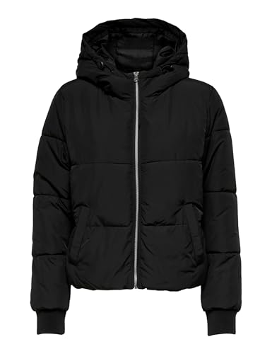 JdY Damen Jdynewerica Short Hood Jacket Otw Noos Steppjacke, Black/Detail:silver Zipper, M EU