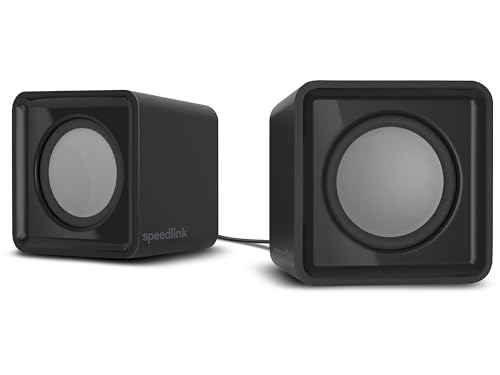 Speedlink TWOXO Stereo PC Speaker - aktive PC Lautsprecher mit 3,5mm Klinkenstecker, 10W, kleine PC Boxen für Desktop, Notebook, Laptop, kabelgebunden, schwarz