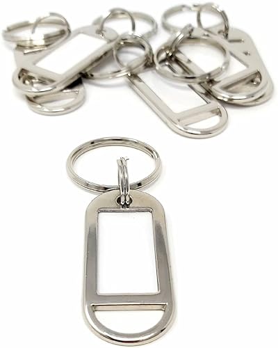 Schlüsselanhänger aus Metall mit beschriftbarem Etikett - personalisierbar - extrem stabil - Anhänger mit Ring für Schlüssel, Gepäck und Haustiere (10)