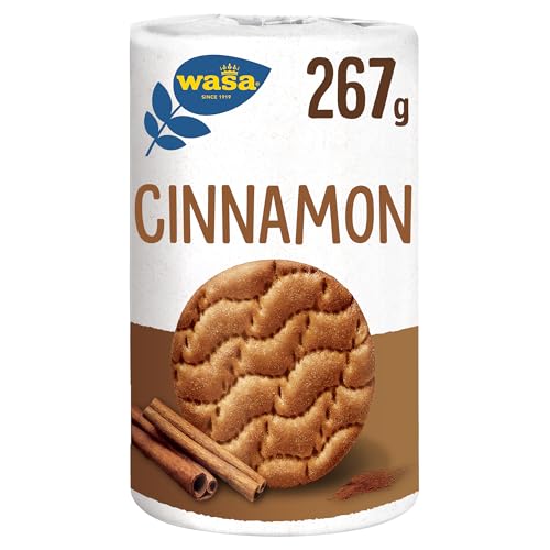Wasa Tasty Snacks Cinnamon Rounds 267g | kleiner, runder, aus Weizen gebackenes Knäcke-snack mit einem köstlichen Zimtgeschmack, Knäckebrot
