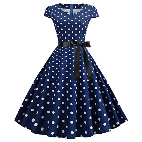 Retro Faltenrock 60er Jahre Rockabilly Vintage Tunika A Linie Solides Cocktailkleid mit Gürtel Hochzeit Partykleid Rockabilly Kleid Ballkleid Weißes Kleid