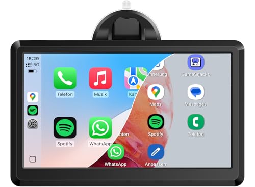 Aonerex CarPlay Bildschirm, Wireless Android Auto Display mit 7 Zoll Touchscreen, Online Navigationsgeräte, Bluetooth Freisprecheinrichtung, MirrorLink, Tragbares Multimedia für Auto PKW LKW Wohnmobil