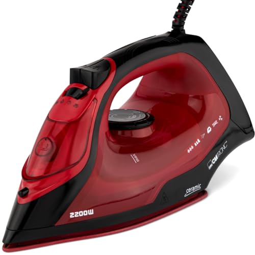Clatronic® Dampfbügeleisen mit Keramiksohle | 2200W | Bügeleisen mit Dampf | 250ml Tank | schnelle Aufheizzeit | Steam Iron mit Tropfstopp und Anti-Kalk | Bügeleisen Dampf | DB 3752